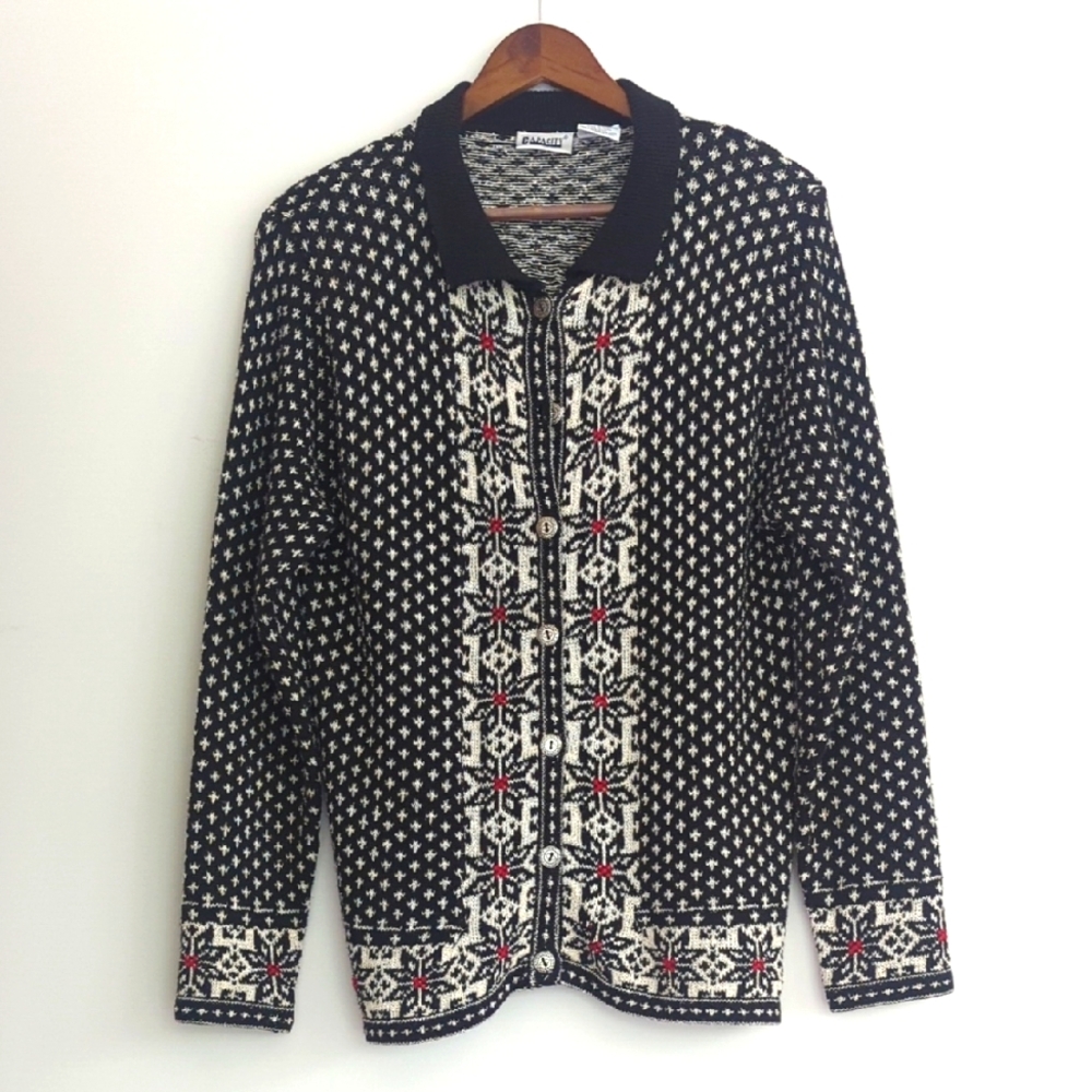 Vintage‎ Sweater Button Up Cardigan Jacket Medium Nordic Icelandic Irish